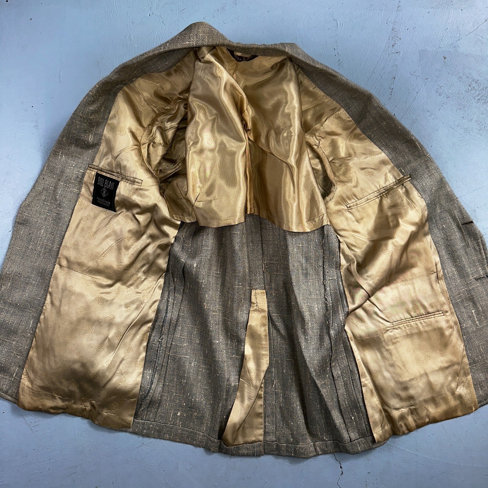 Vintage Blazer Bill Blass Mens 38 2 Button Wool Tweed Sport Suit Coat Gray 70s