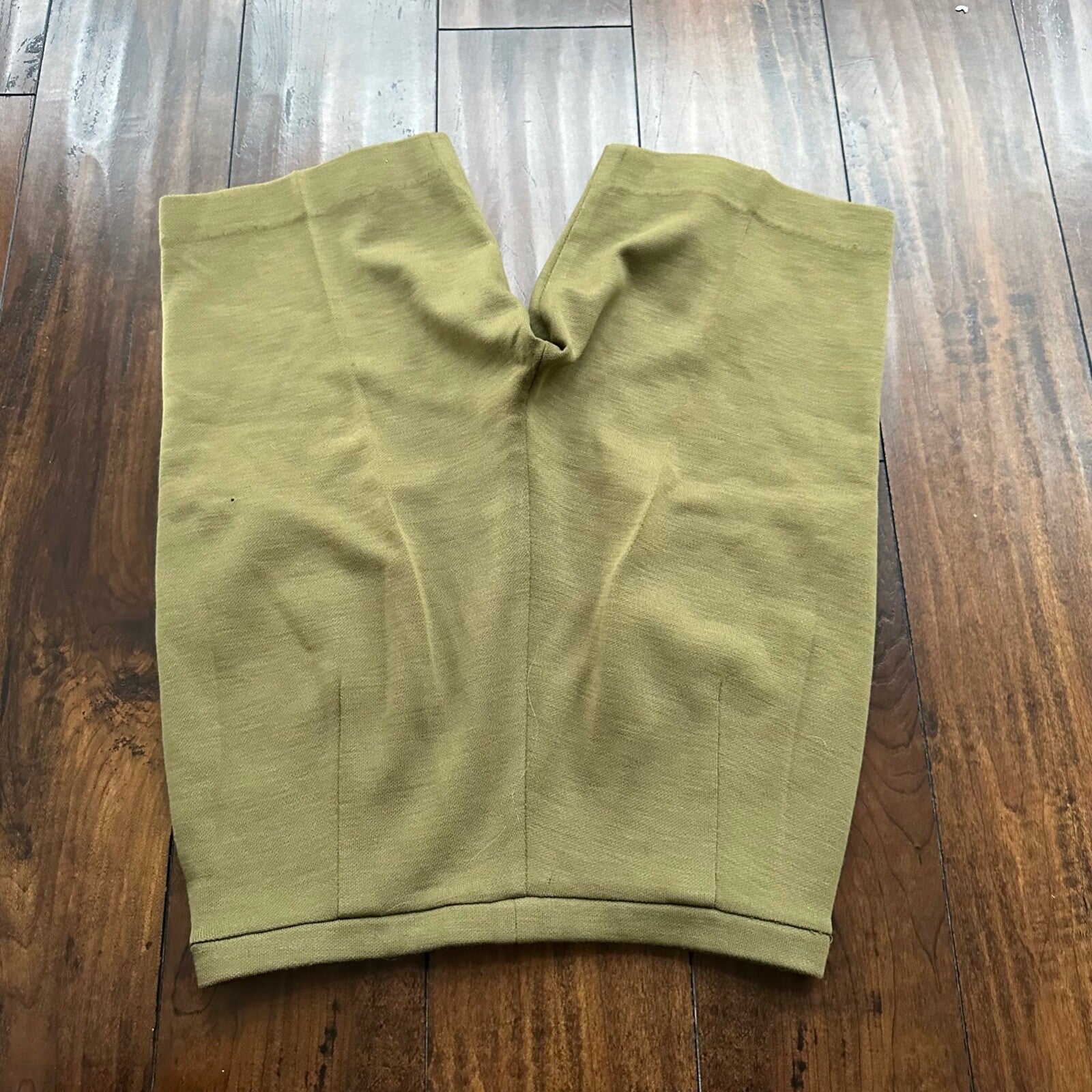 Vintage USA Rockabilly Womens Shorts Disco Wool? 70s 80s Church Funky Green Army