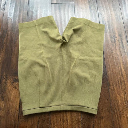 Vintage USA Rockabilly Womens Shorts Disco Wool? 70s 80s Church Funky Green Army