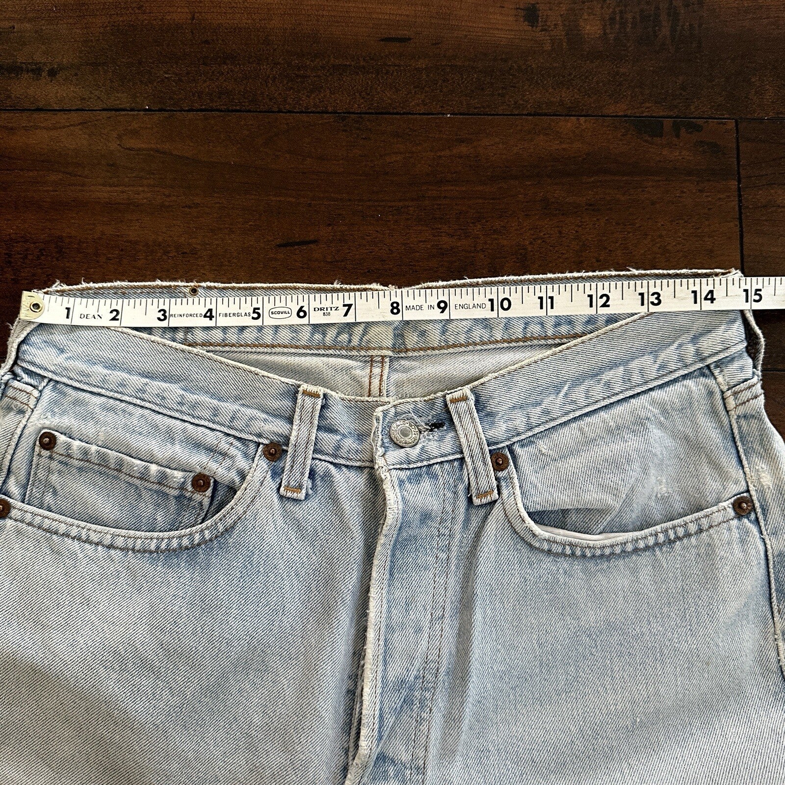 Levis Vintage 80s Redline Selvedge USA 501 Light Wash Blue Jeans 70s Act 29x33