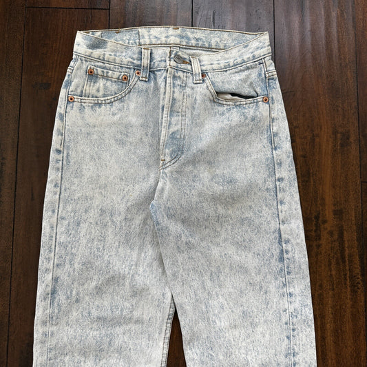 VTG 90s Levis 501 Button Fly 27x32 USA Tag Jeans Straight Wash Light X Act 25x30