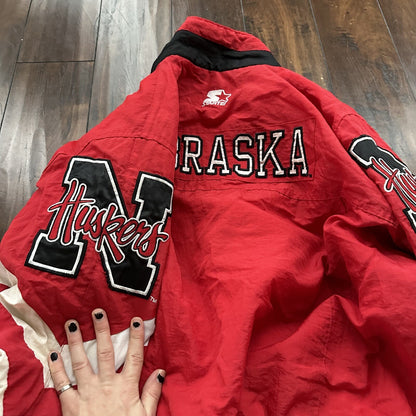 Vintage 90s 80s Nebraska Huskers Full Zip Starter Jacket Puffer Men's Large NCAA