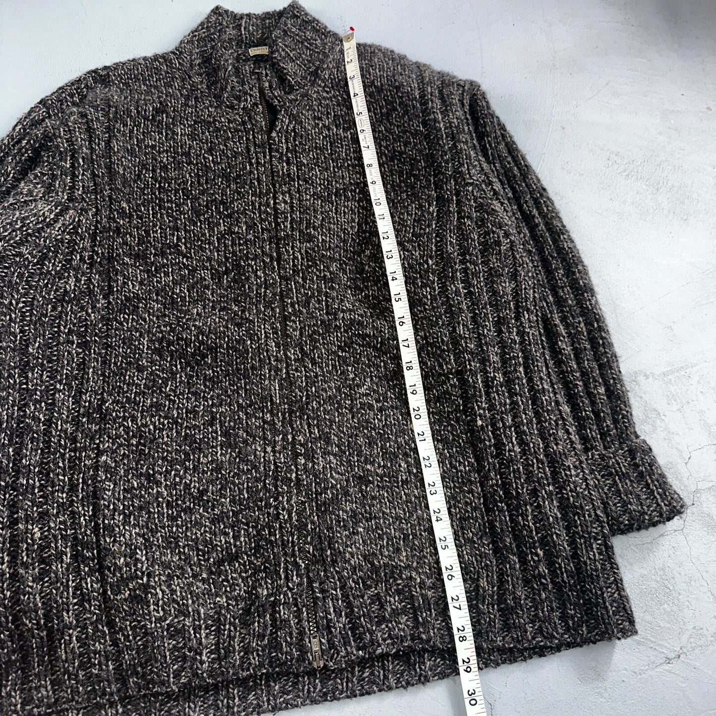 Christian Scott Gents Shetland Sweater Zip Up Made in Scotland VTG Large Gray