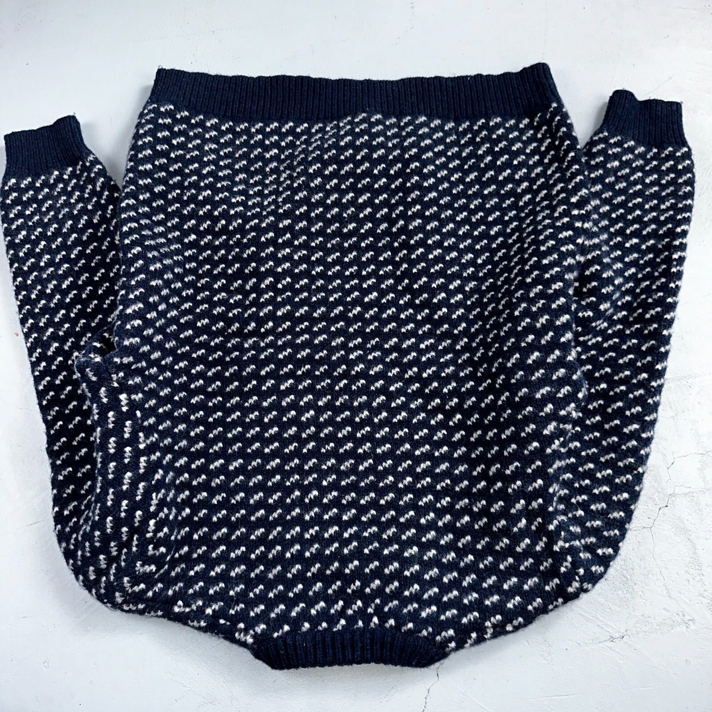 LL Bean VTG Sweater Mens 3XL Birdseye Norwegian Wool Fisherman Blue Heritage