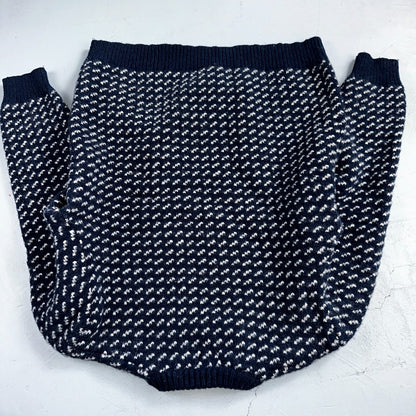 LL Bean VTG Sweater Mens 3XL Birdseye Norwegian Wool Fisherman Blue Heritage