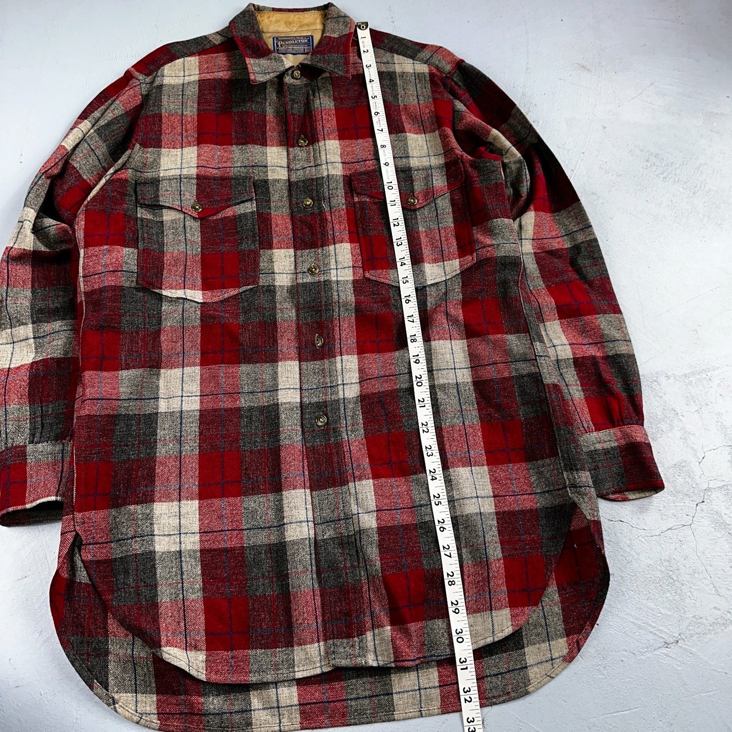 Pendleton VTG Burnside Shirt Plaid 100% Wool Button Down Size M Plaid 1950s Camp