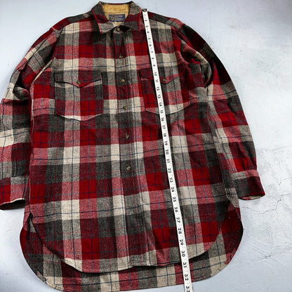Pendleton VTG Burnside Shirt Plaid 100% Wool Button Down Size M Plaid 1950s Camp