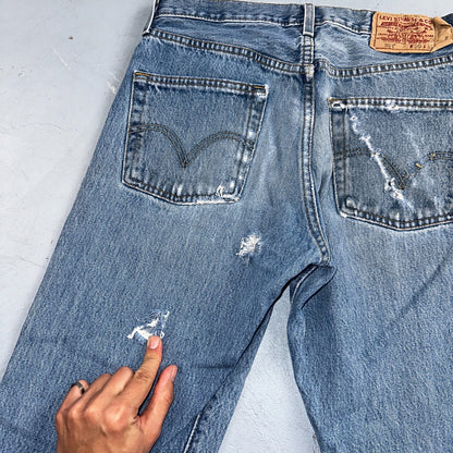 Levis 501 Vintage Y2K 90s XX Straight Leg Jeans Blue Light Wash 30x32 Act 29x31