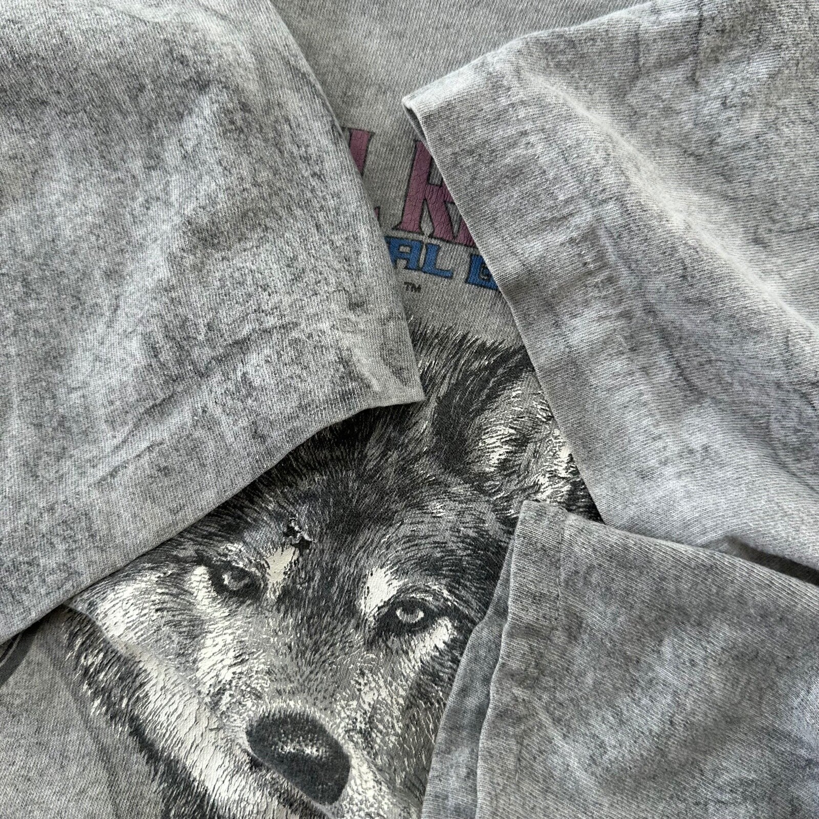 Wolf Vintage T Shirt Gray Crop 90s Single Stitch Animal Republic Lost Rap Music