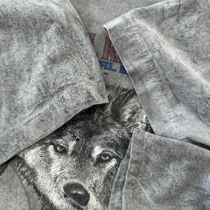 Wolf Vintage T Shirt Gray Crop 90s Single Stitch Animal Republic Lost Rap Music