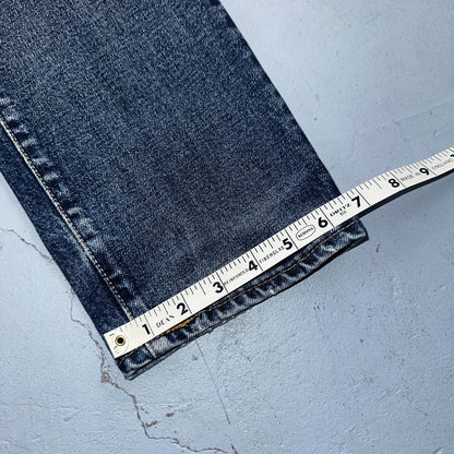 Levis 502 Y2K XX Slim Fit Jeans Blue Med Wash Whiskers 33x34 Vintage Style Worn
