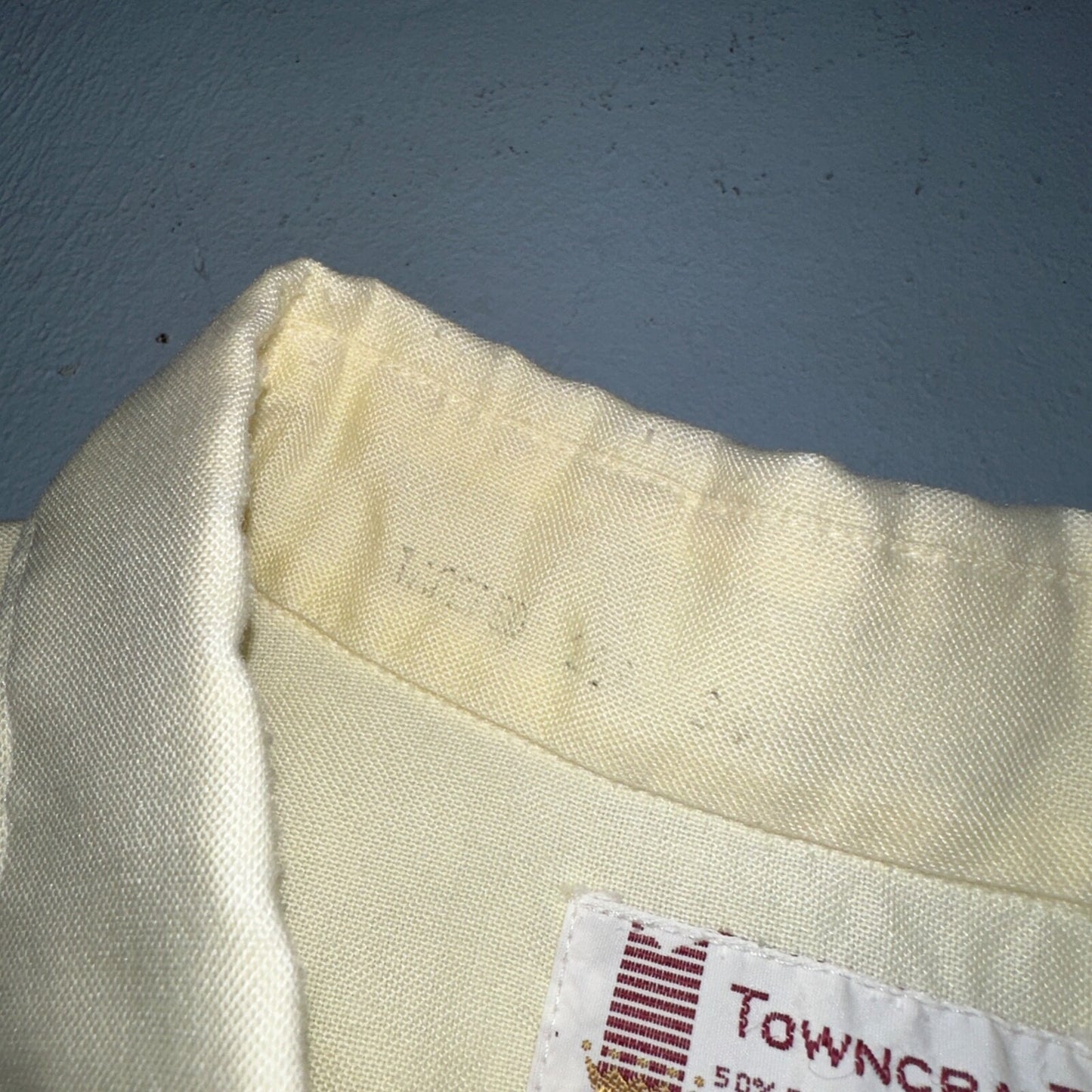 Vintage Penneys Towncraft Shirt Men 16 Penn Prest Yellow White Stripe 60s 1960s
