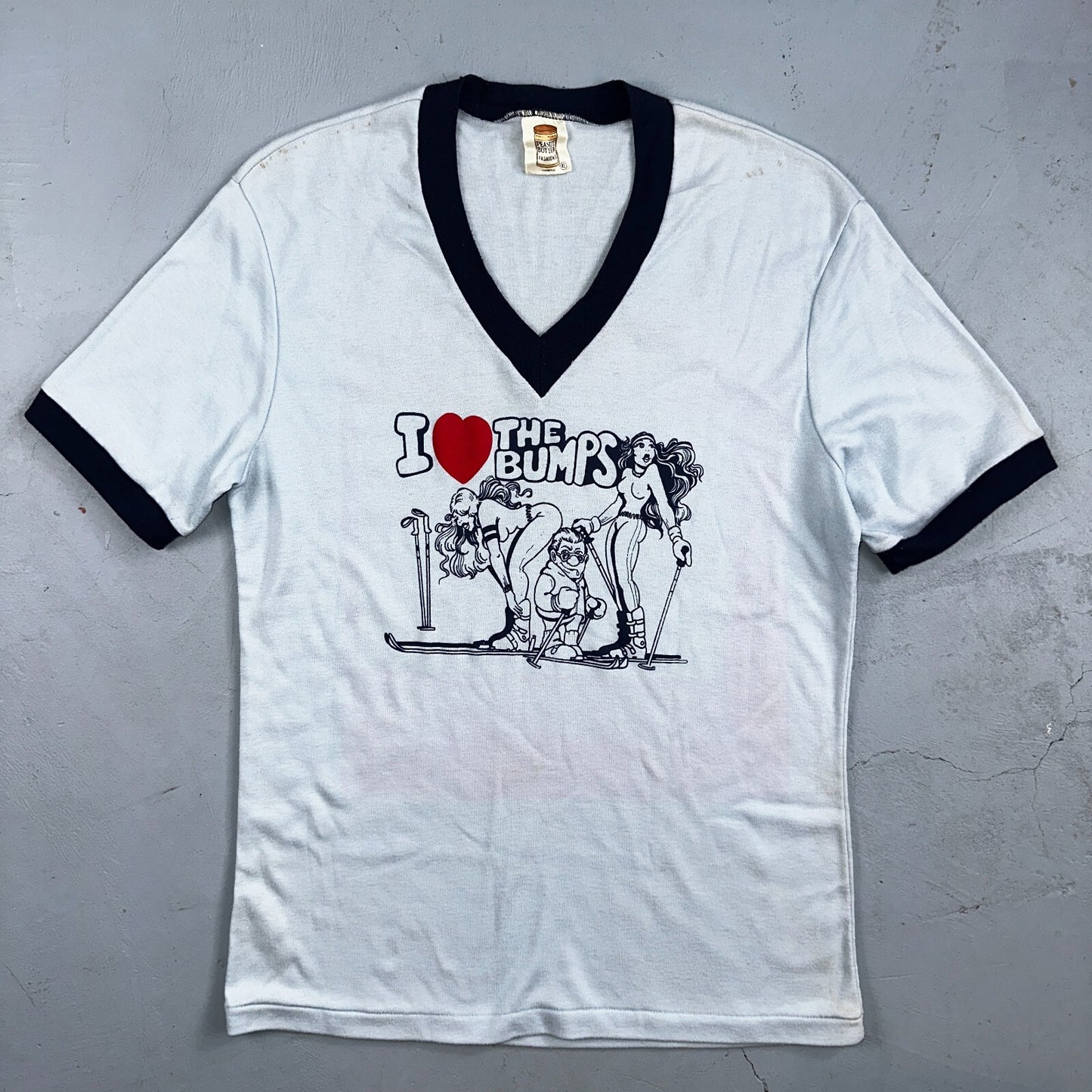 Peanut Butter Fashions 1970s VTG T Shirt I Love The Bumps Rare Funny Graphic Ski