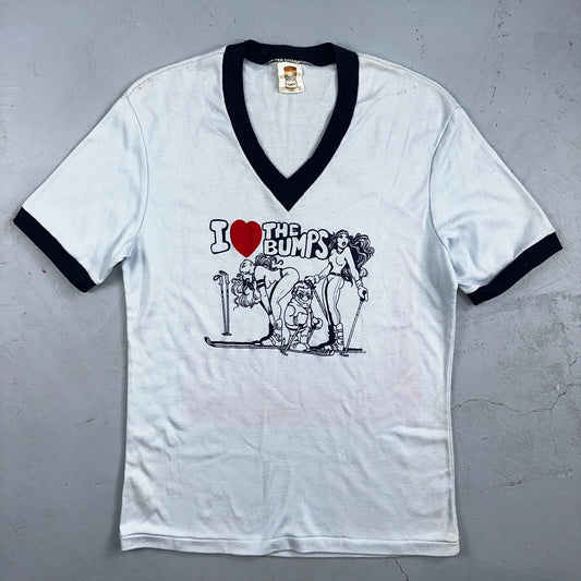 Peanut Butter Fashions 1970s VTG T Shirt I Love The Bumps Rare Funny Graphic Ski