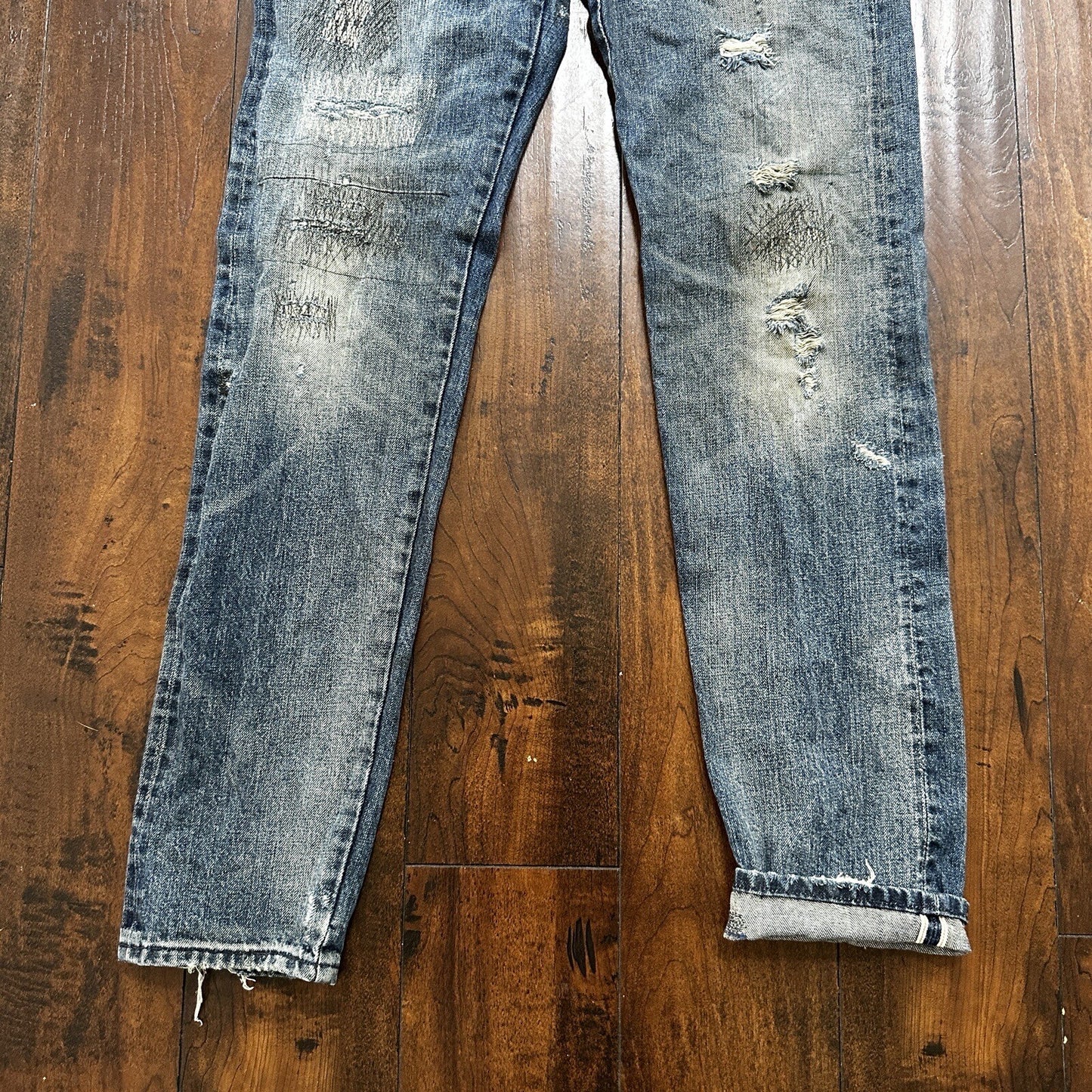 Levis LVC Big E Vintage Redline Selvedge Denim 505 Jeans USA Thrashed 28x34 501