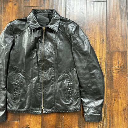 VTG 1950s Rockabilly Black Leather Talon Jacket Men 40 Zip 50s 60s 1960s Bike