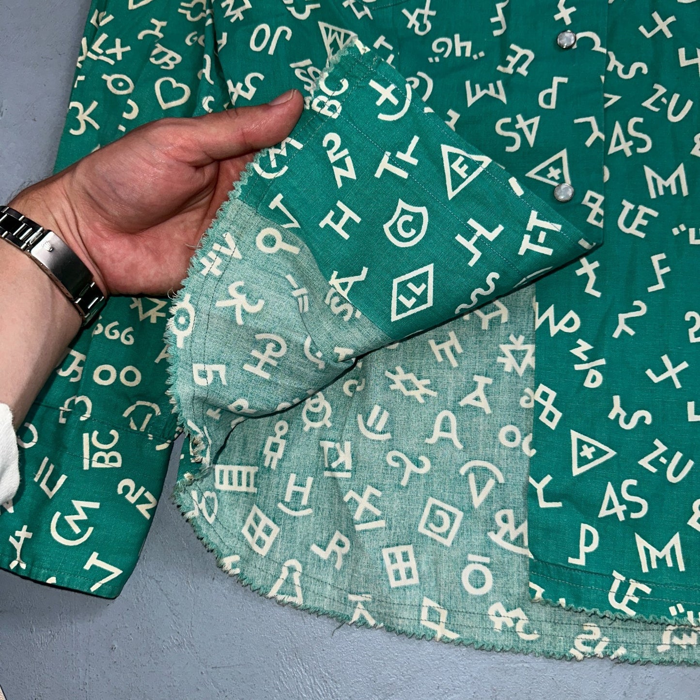 Levis 1950s Shorthorn Novelty Print Pearl Snap Sawtooth Shirt Rockabilly Western