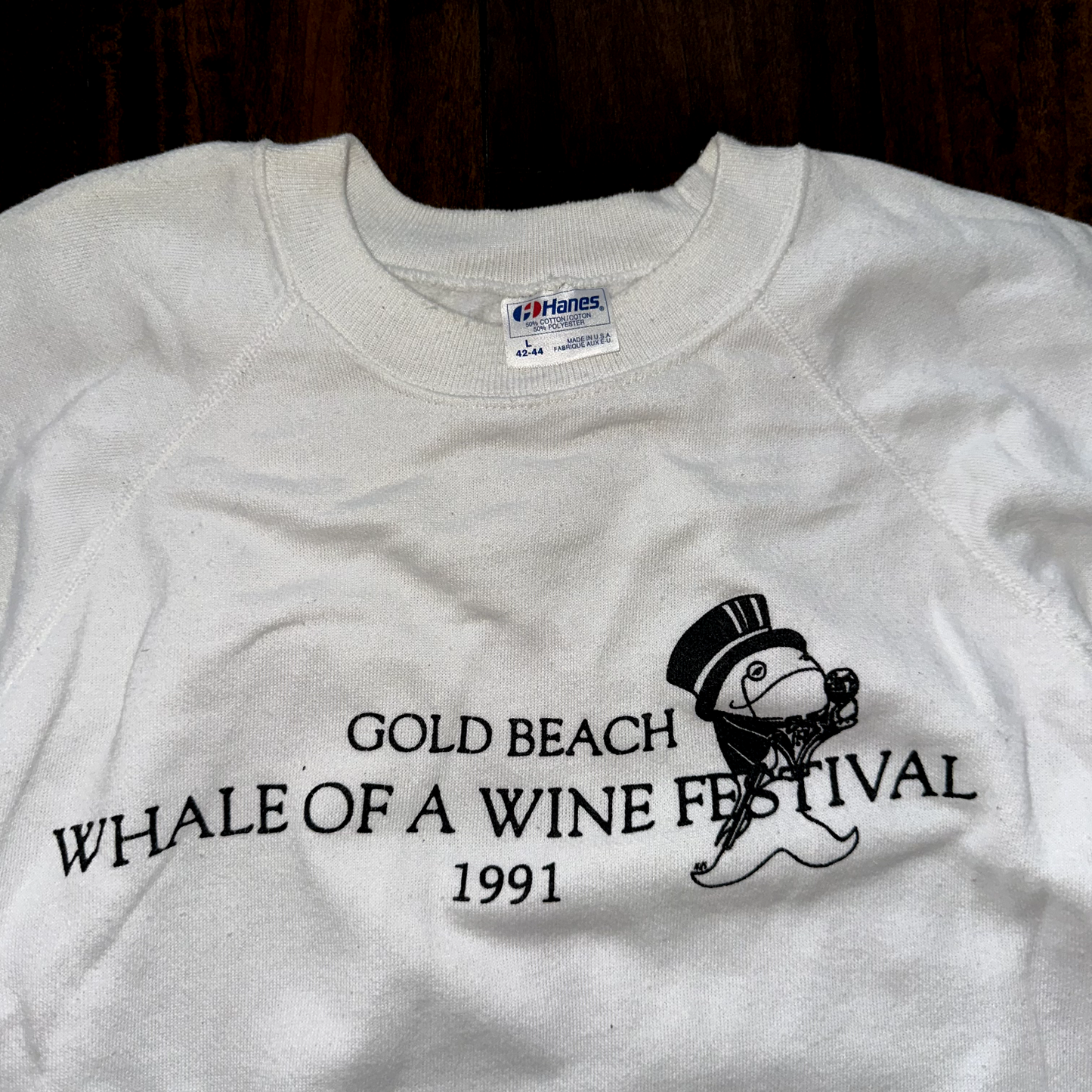 Gold BeachVintage Sweatshirt Shirt Crewneck Jumper Wine Festival Hanes 1991