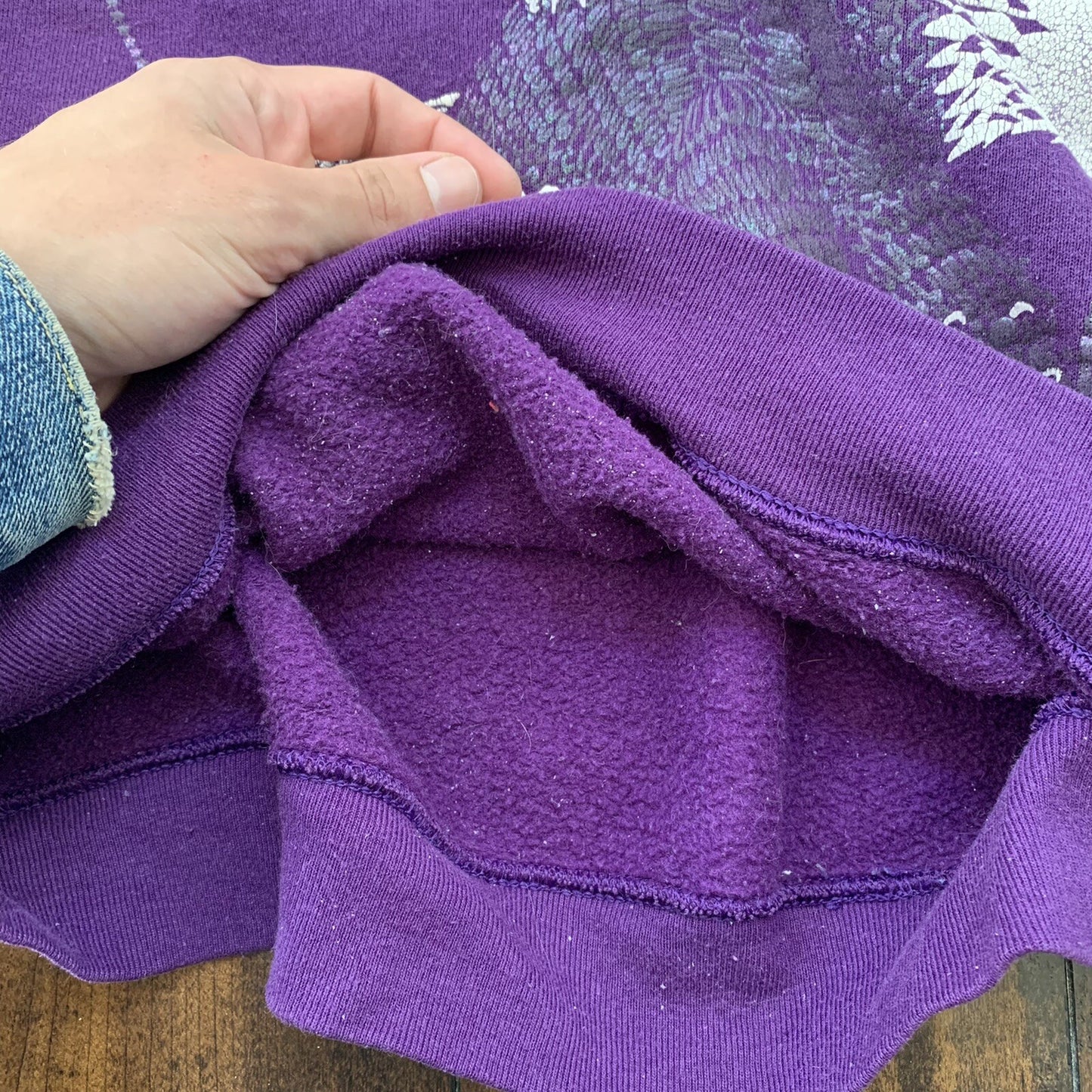 Bald Eagle Hologram Shiny Pearl Vintage 90s Sweatshirt Jumper Purple FOTL USA