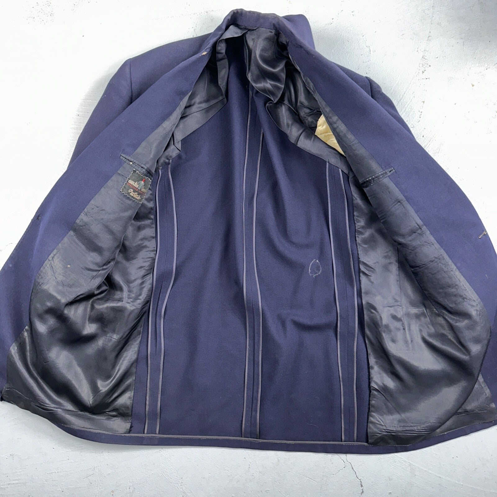 VTG Mens 2 PC Suit 42 Jacket Coat Pants Blue Rockabilly 1950s Thrashed Ripped