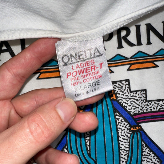 Oneita Palm Springs VTG T Shirt Ladies Power T XL White California Cactus