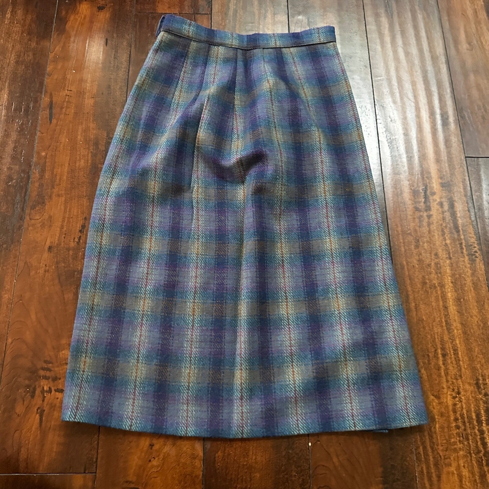 VTG USA Rockabilly Womens Dress Skirt 60s 70s Bottom Plaid Cute Wool