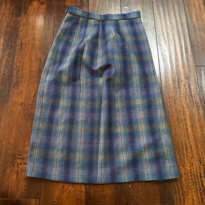 VTG USA Rockabilly Womens Dress Skirt 60s 70s Bottom Plaid Cute Wool