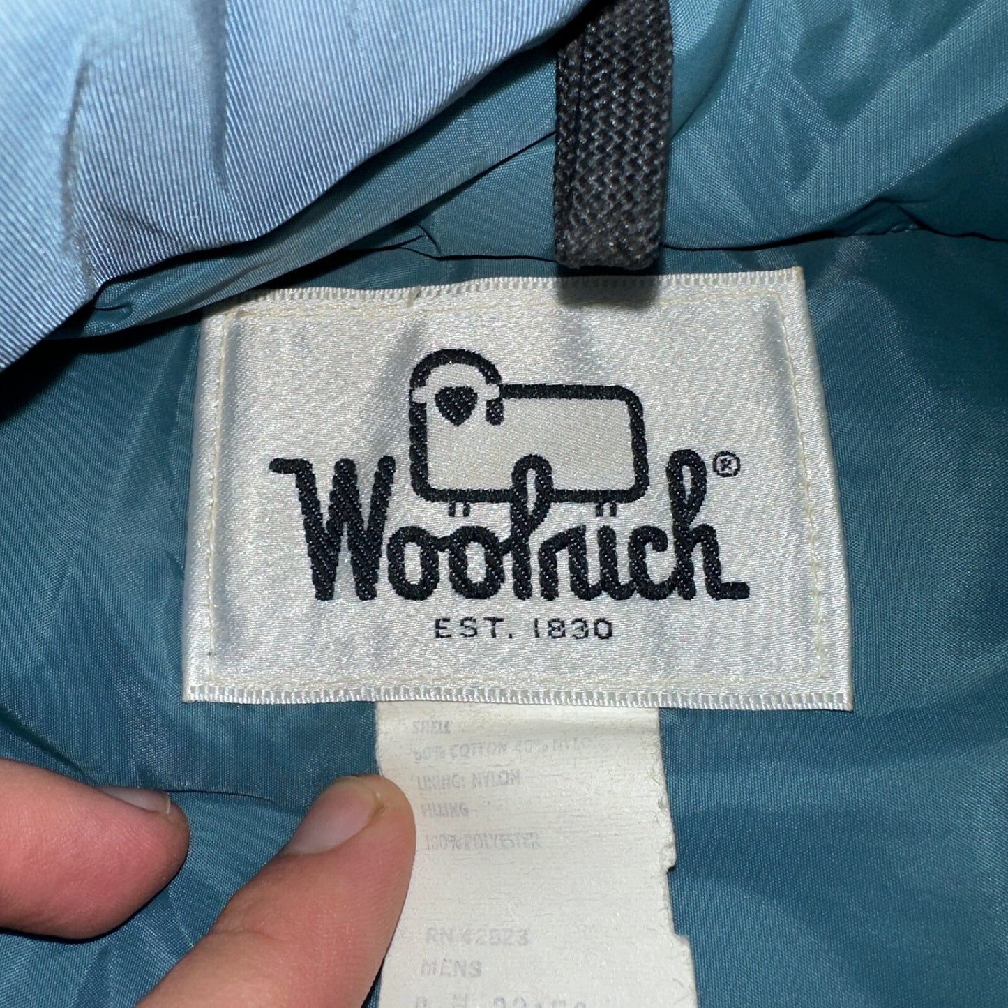 Woolrich VTG Vest Mens L Baby Blue Puffer Down Quilted Snap Up Made In USA 80s