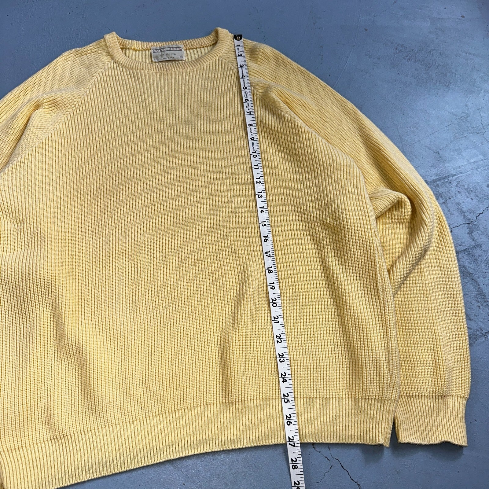 Lord Jeff Mens Chunky Knit Pullover Crewneck Sweater Fine Cotton USA Yellow XL