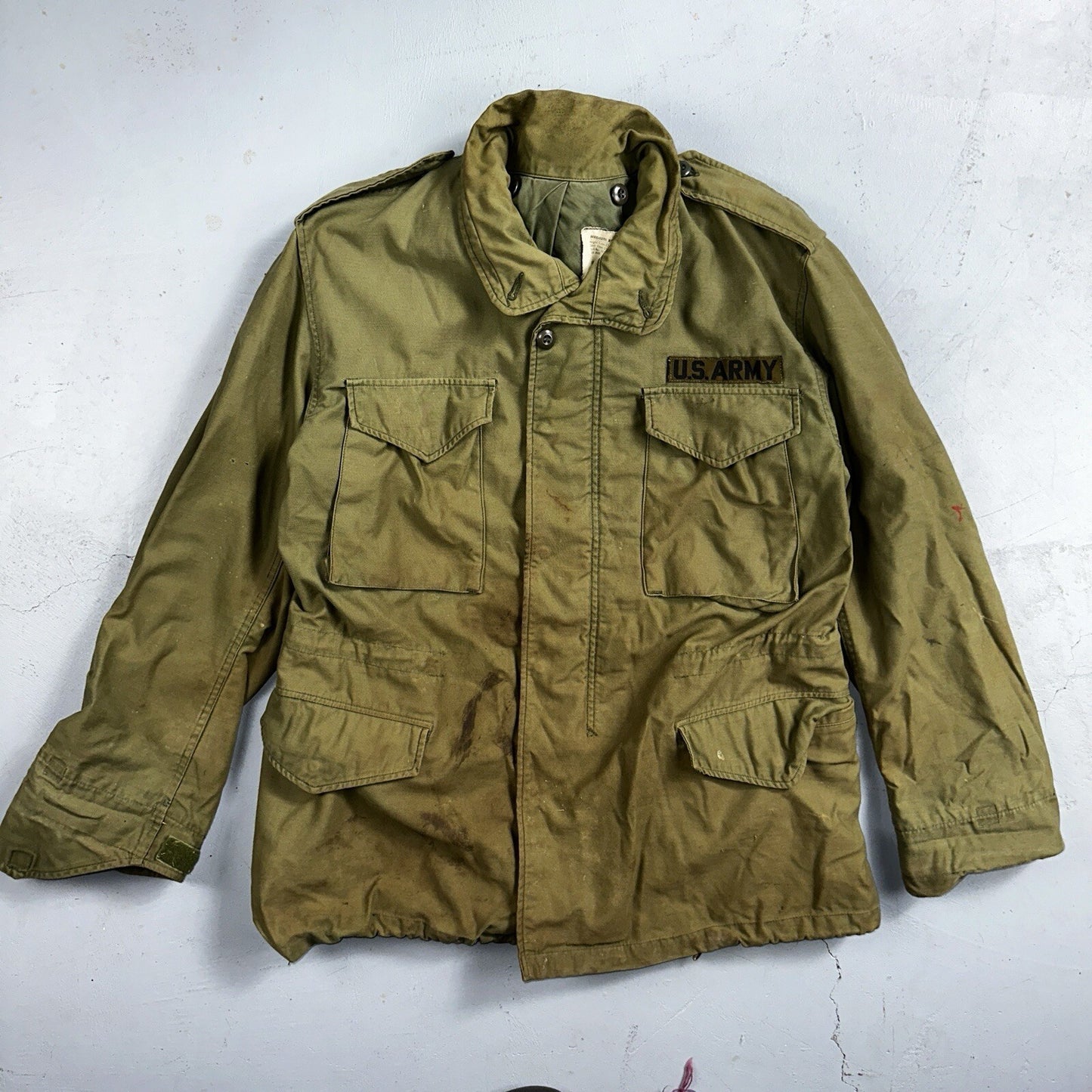 VTG US ARMY M-65 Field Jacket Coat Cold Weather Mans OG-107 Vietnam 70s Medium