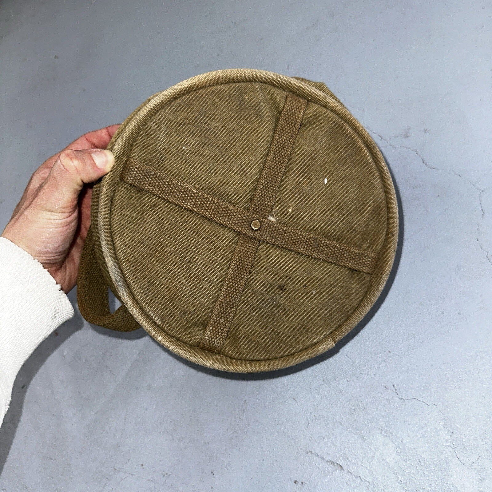 WWII US Army Cavalry Collapsable Folding Canvas Jeep Water Bucket 1943 40s Bag