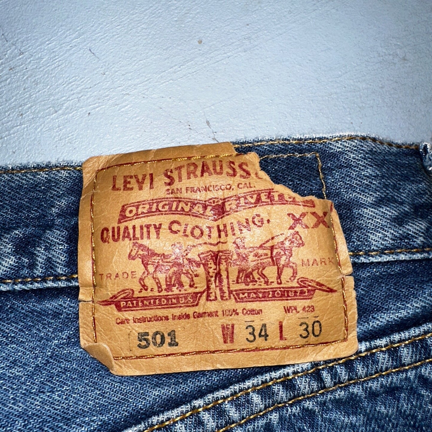 Levis 501 Vintage 90s XX Straight Leg Mexico Jeans 34x30 Thrashed Act 33x28