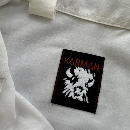 VTG 80s Karman Plain Shirt Mens Lot of 2 Tail Pearl Snap Button Up Poly Stained