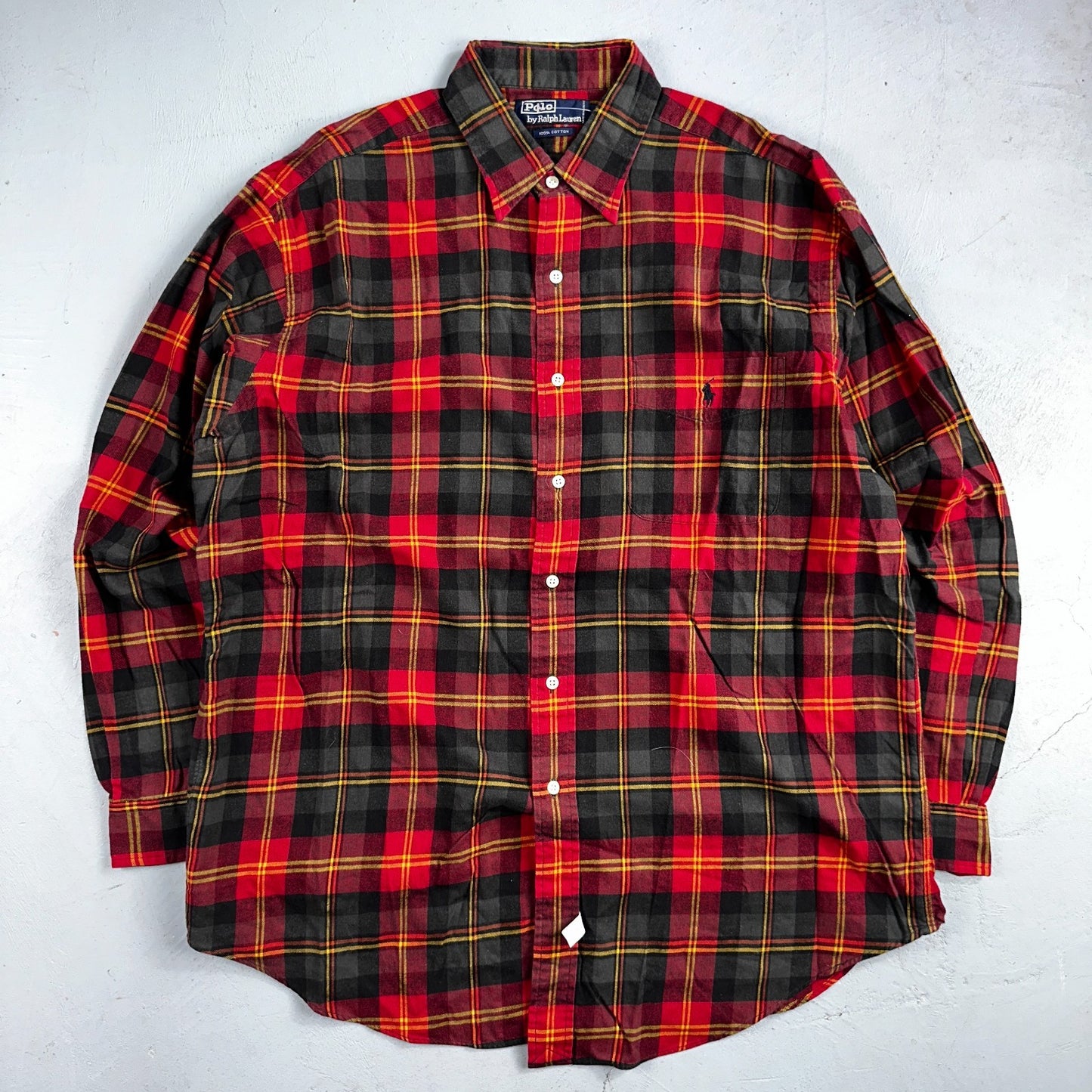 Polo Ralph Lauren Mens Long Sleeve Button Down Shirt Size L Plaid Green Red