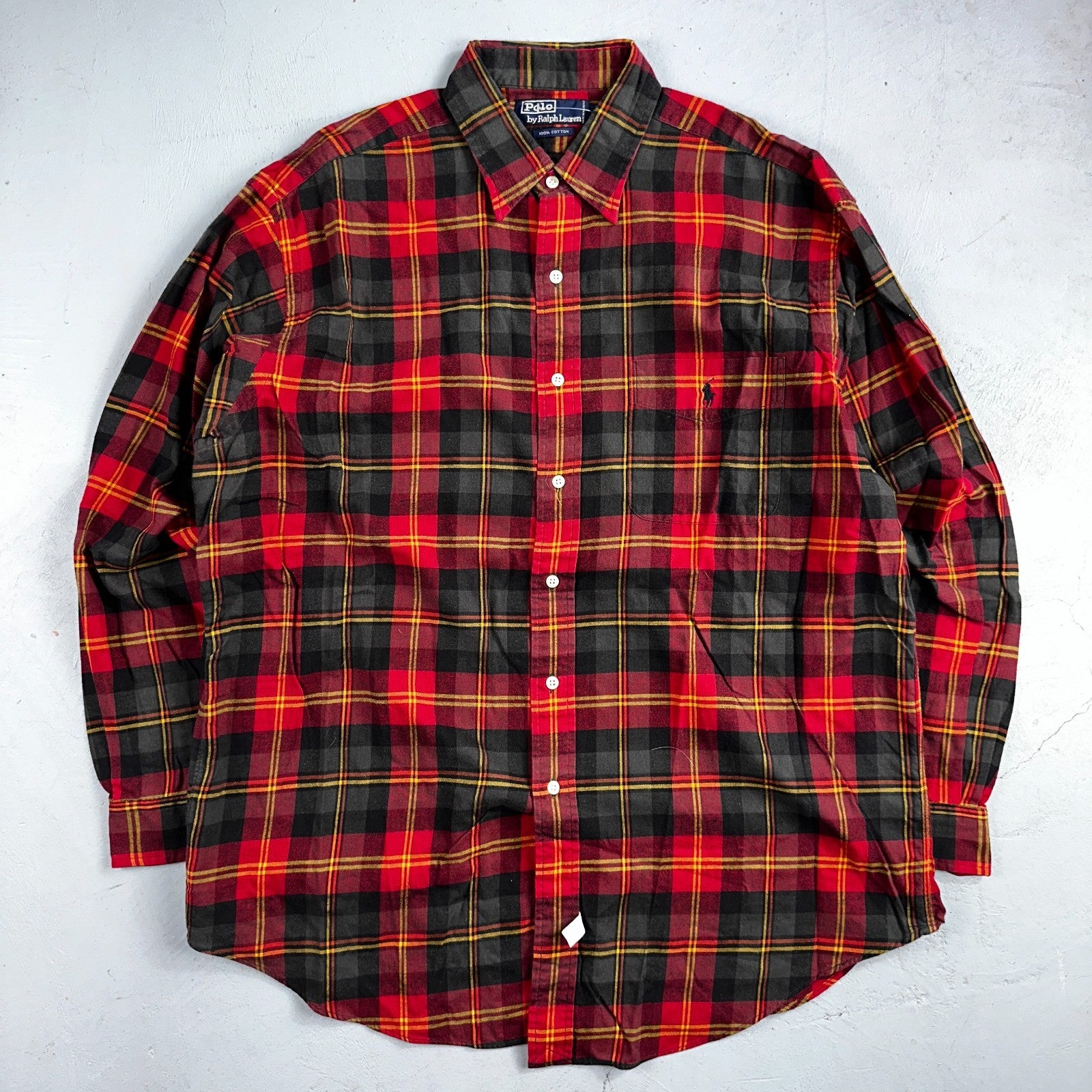 Polo Ralph Lauren Mens Long Sleeve Button Down Shirt Size L Plaid Green Red