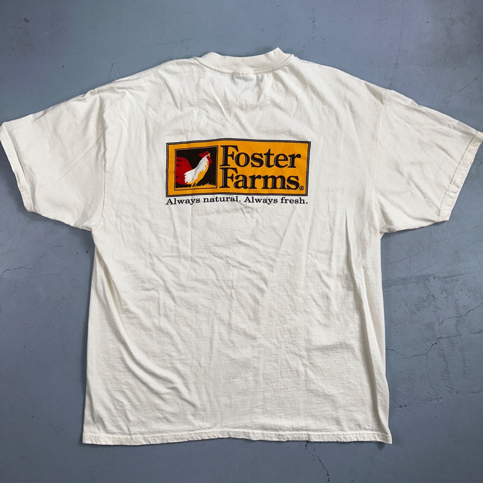 Foster Farms Wanted Chicken VTG T Shirt Funny Y2K 2XL Beige Boho Graphic Fun