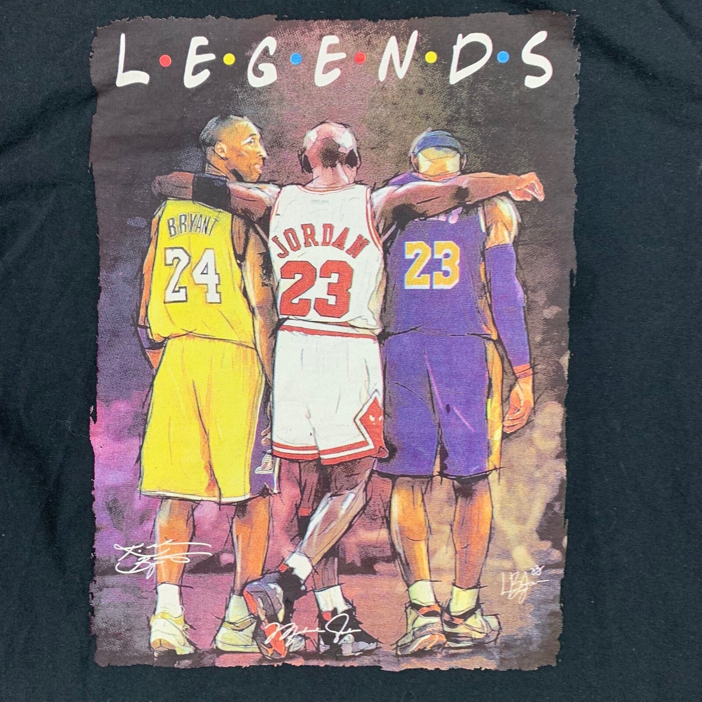 Legends Kobe Lebron Micheal Jordan Vintage T Shirt Friends Basketball Rap Sports