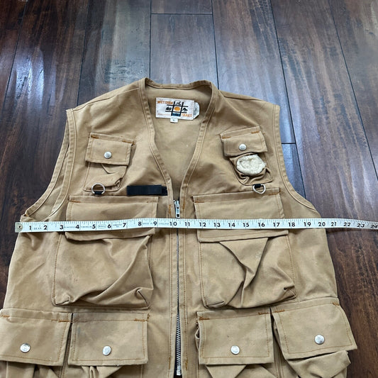 Vintage 1960s 60s Western Trails Gold Fishing Camping Vest Rockabilly Hunting