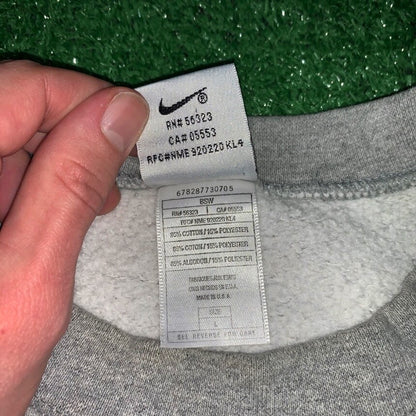 Nike Vintage Crewneck Sweater Gray Center Swoosh Hoodie 90s Charli D'amelio