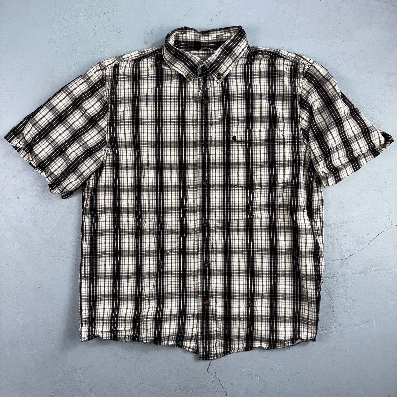 Carhartt Men's Shirt Essential Plaid Button Down Short Sleeve 101552 001 Sz L