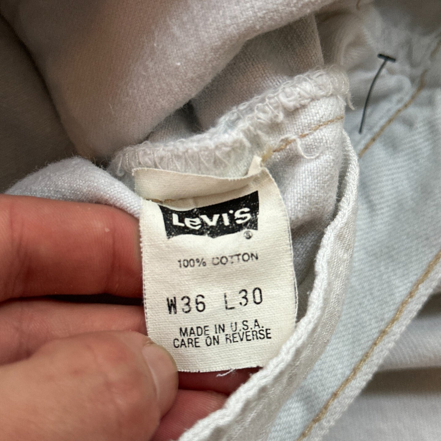 VTG USA Levis 501 Button Fly 90s Tag Jeans 80s 36x30 Act 32x29 Grey Faded White