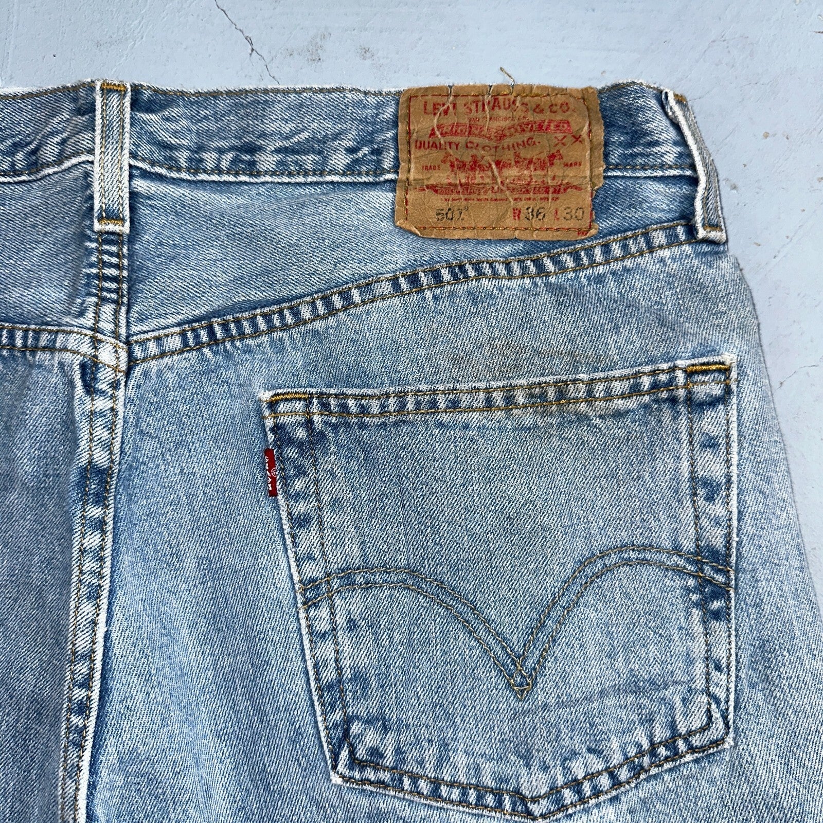 Levis 501 Vintage Y2K XX Straight Leg Jeans 90s Blue Light Wash 36x30 Act 35x29