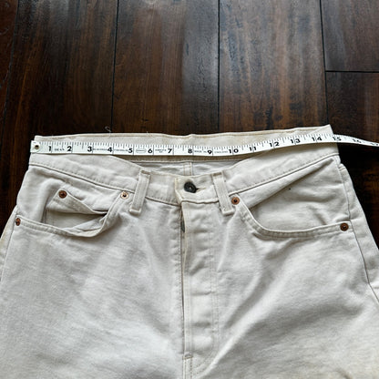Vintage 80s Levis 501 USA 30x24 Tag Jeans 80s White Bleach Wash Act Worn Capri