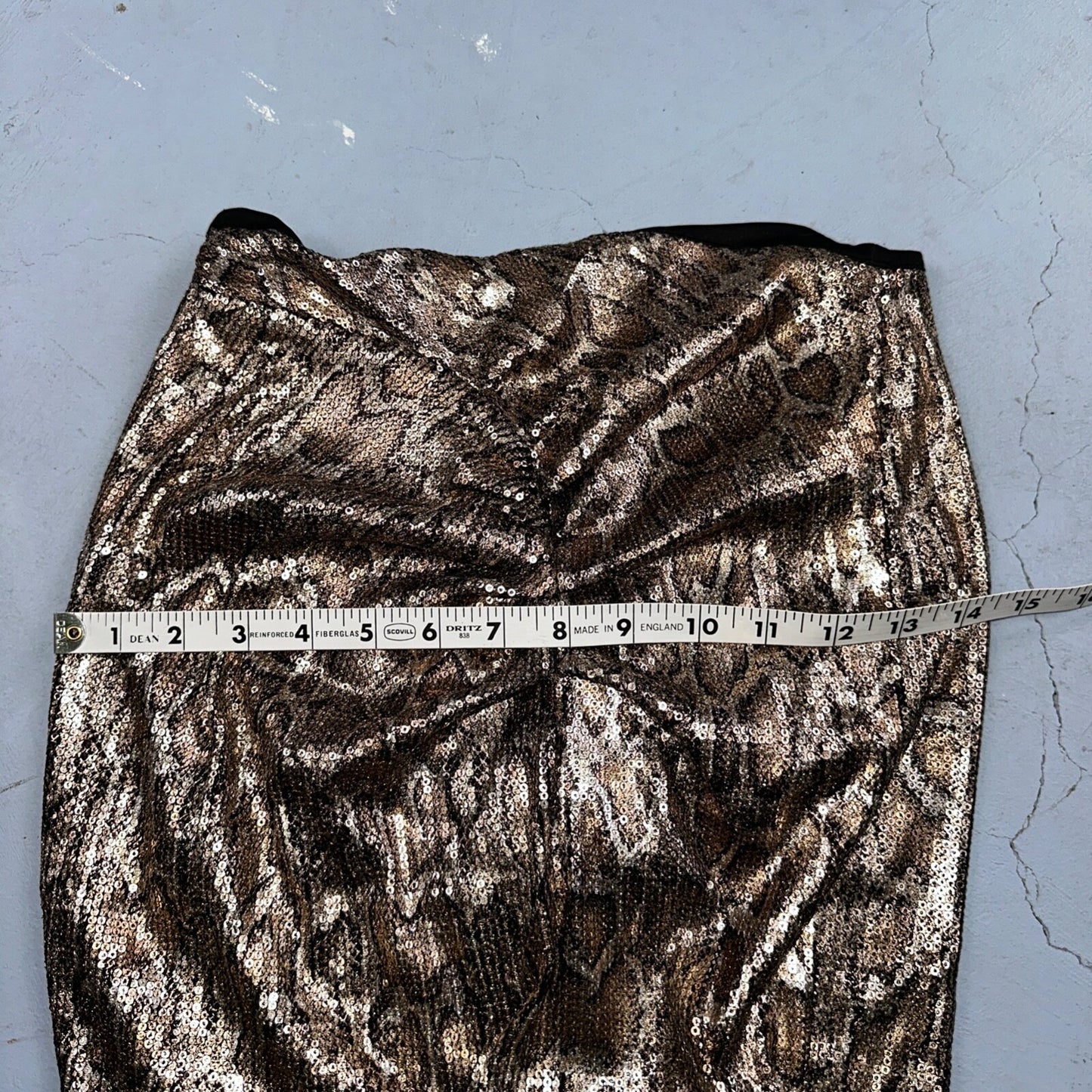 Zara Woman Metallic Gold Snake Print Sequined Ruched Mini Skirt Sz XS Short