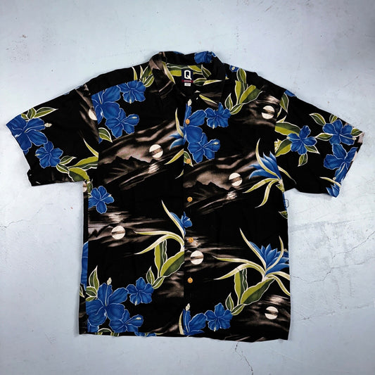 Vintage Quiksilver Mens Short Sleeve Hawaiian Shirt L 90s Made in USA Floral