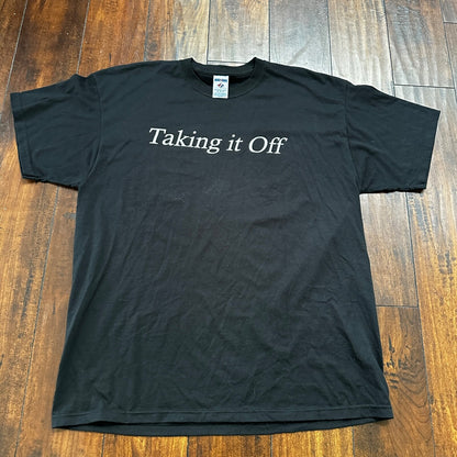 Taking It Off Funny VTG T Shirt Y2K Curves XL Black Rap Music Grunge Band Pop