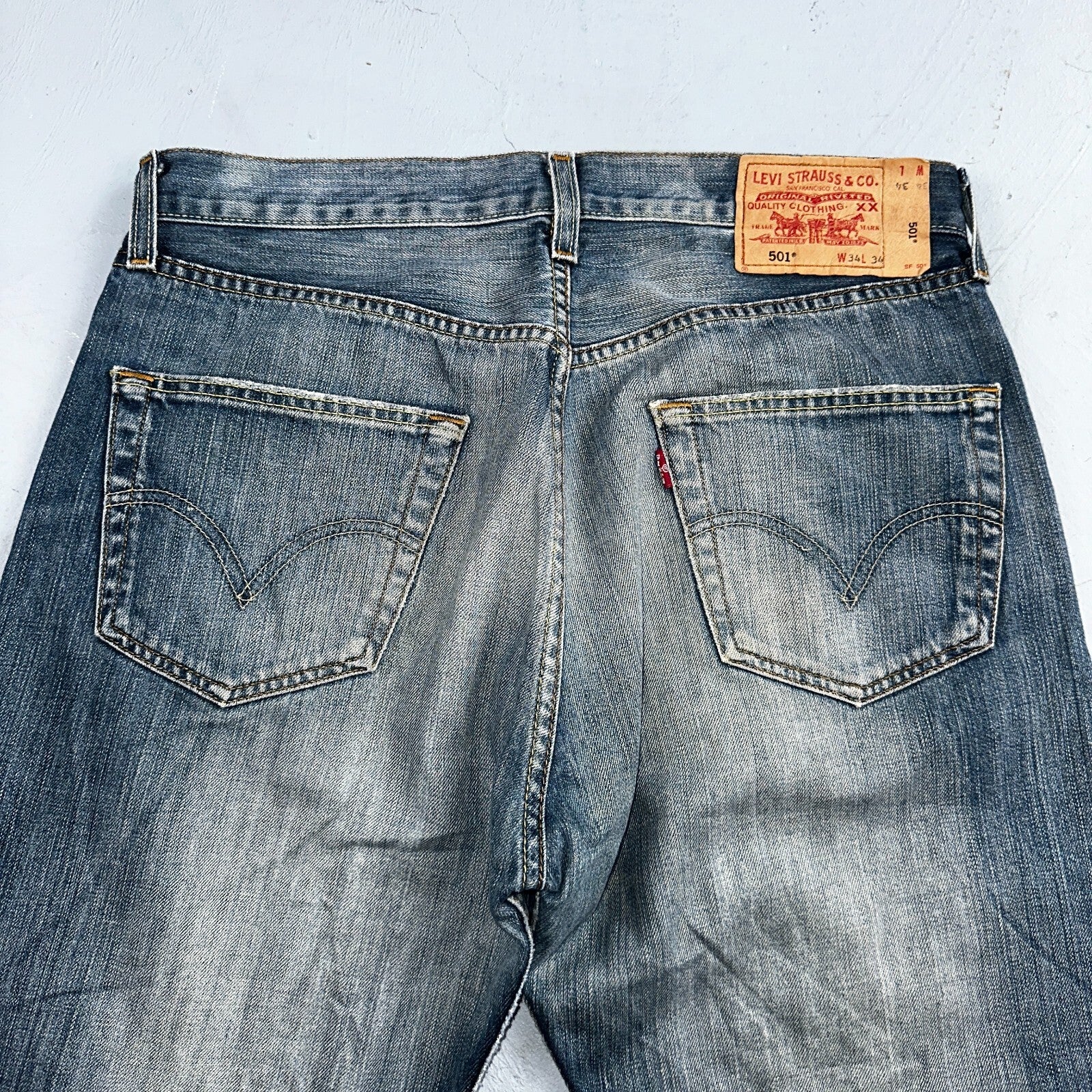 Levis 501 Vintage Y2K XX Straight Leg Jeans Blue Med Wash 34x34 Act 33x30