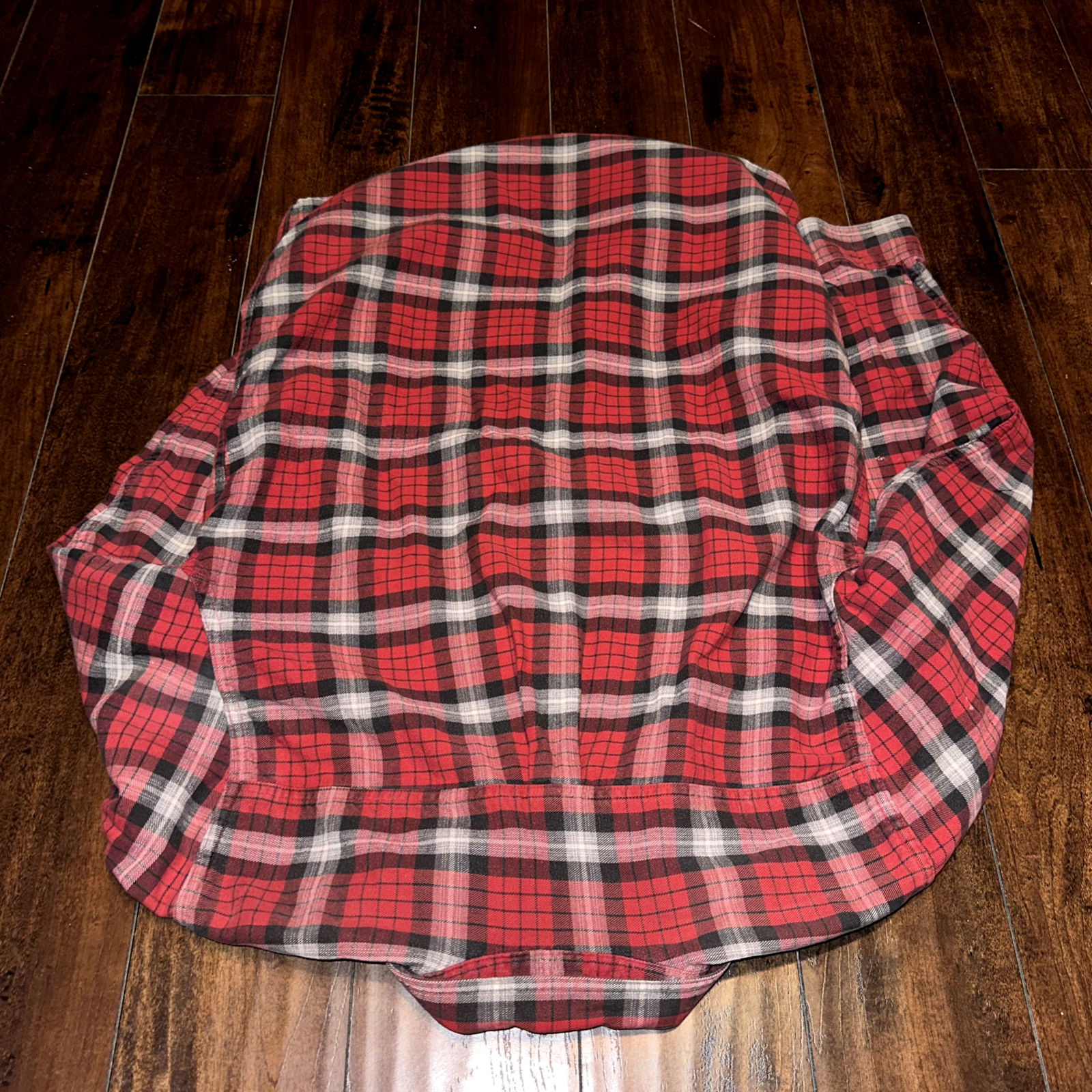 LL Bean Shirt Jacket Mens Medium Red Flannel Chore Barn Button Down Fall Basic