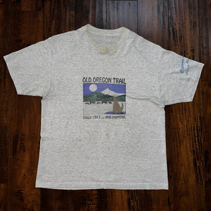 Oregon Trail Moon Howling Wolves Vintage T Shirt Albany Cute Funny Humor Joke