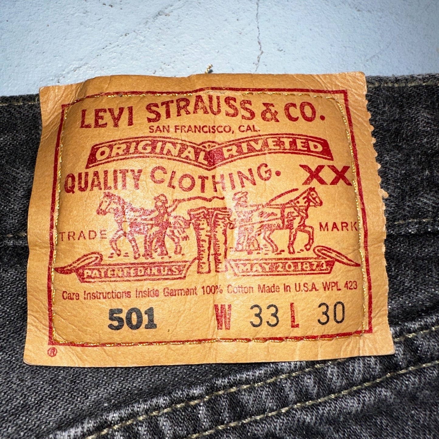 Levis 501 Vintage 90s USA XX Straight Leg Jeans Black Light Wash 33x30 Act 30x29